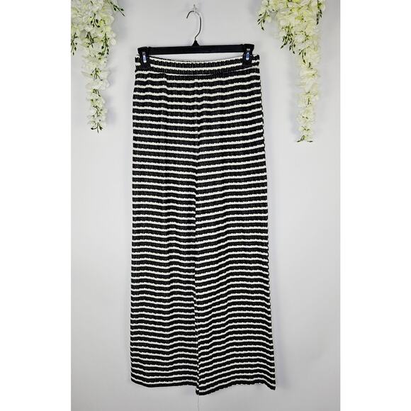 Good Luck Gem Black White Stripe Knit Co-Ord Set Vest Top Wide Leg Pants Medium - Picture 6 of 16